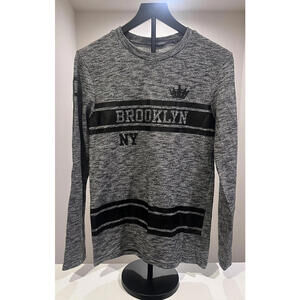 Brooklyn Calling N.Y.C. Brooklyn NY XSmall Oversized Bl/Gr Heather Sweater Top